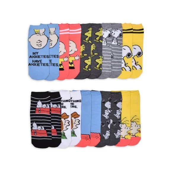 Peanuts Women's 10 Pack Low Cut Socks Snoopy Charlie Brown Size 9-11 NWT - Picture 2 of 4